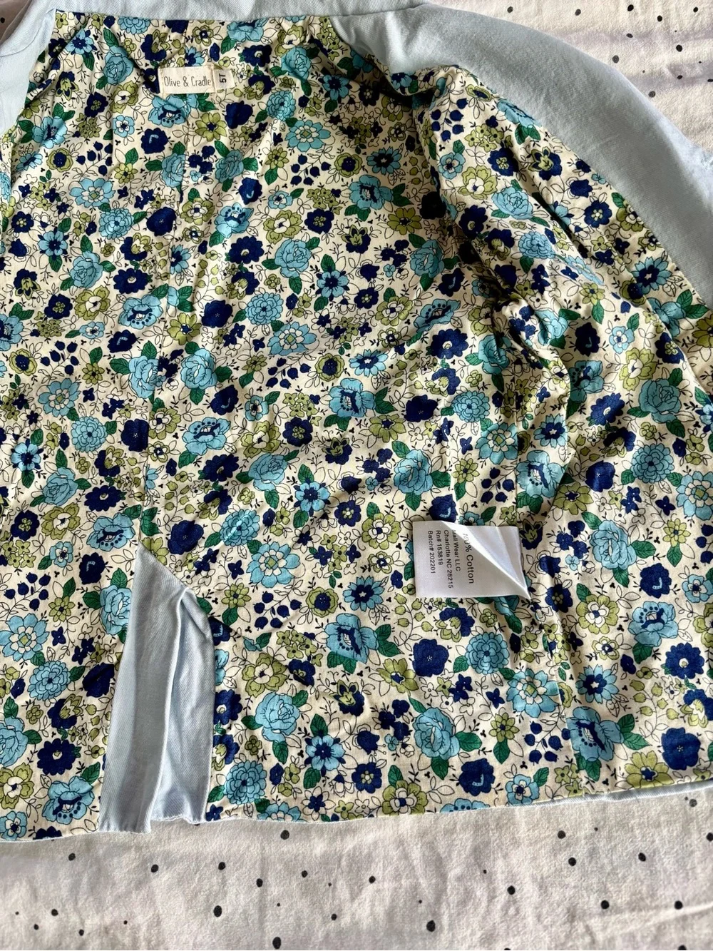 Boys Cotton Suit in Light Blue with Floral Lining